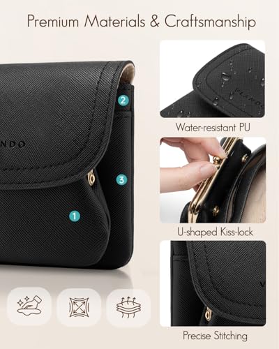 VLANDO 2-in-1 Small Travel Jewelry Case,Detachable Coin Purse with Clasp - color: Black