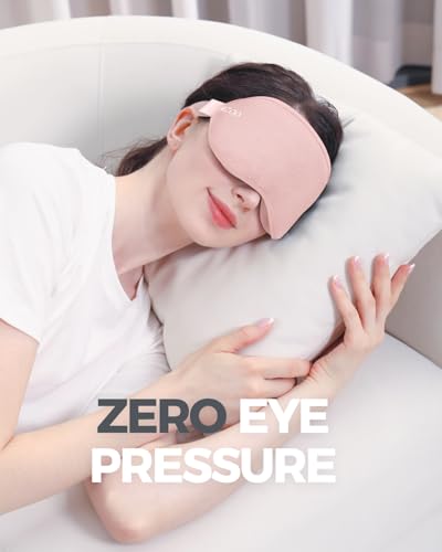 MZOO Luxury Sleep Mask, 3D Spacious for Long Lashes Blocking Light - color: P-pink