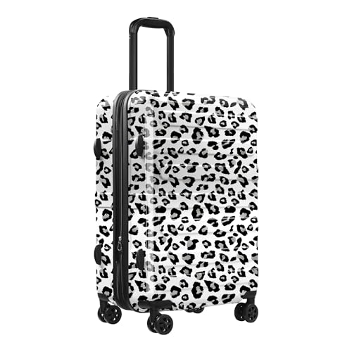 Checked Luggage 24 Inch With Spinner Wheels, Hardside Suitcase with TSA Lock, Expandable Checked Suitcase for Women - color: Cloud Leopard, size: M(checked-24")