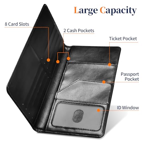 Passport Wallet for Women,Travel Wallet Passport Holder RFID Blocking - color: Black Cat Wildflower