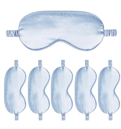 6PACK Silk Sleep Mask Satin Eye Masks Blackout Silky Eyeshade Cover Soft Blindfold Eyeshades for Women Sleeping Travel Gift - color: Azure