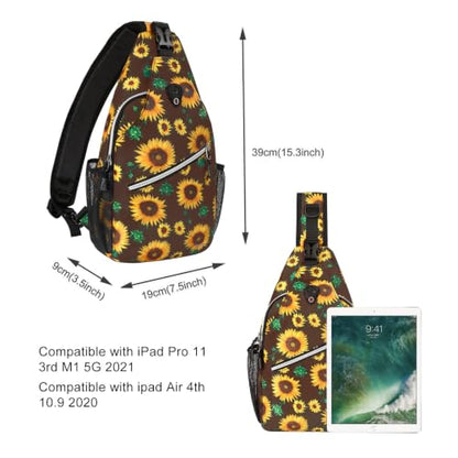 MOSISO Crossbody Sling Backpack, Travel Hiking Daypack - color: Brown