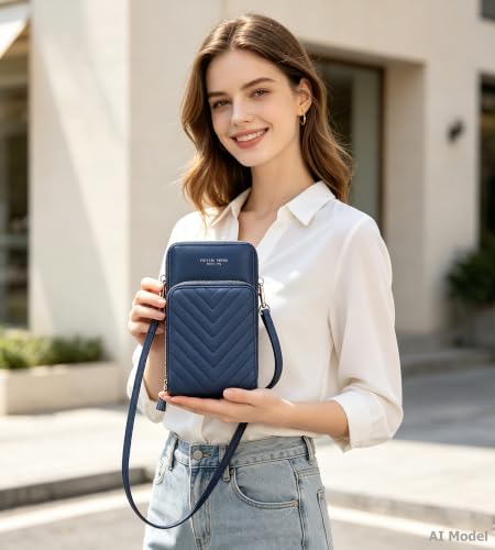 myfriday Small Cell Phone Crossbody Bag, Multi-pocket & 6 Card Slots - color: C-blue