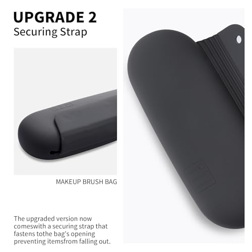 2 IN 1 Silicone Makeup Brush Holder with Beauty Make Up Sponge Holder Case | Soft Portable Cosmetic Face Brushes Holder with Upgrade Anti-Fall Out Magnetic Closure - Grey - color: Grey, style: Brush Holder & Case