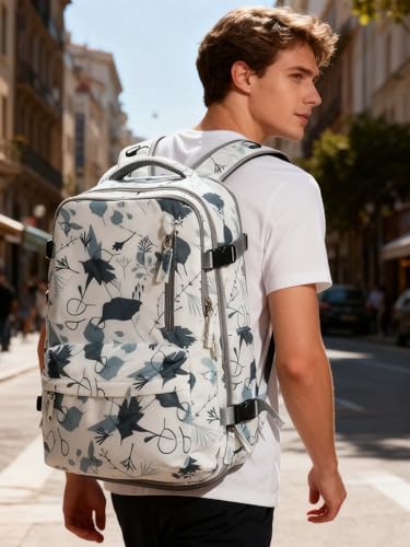 Vacuum Seal Carry on Backpack for Women Travel with Air Pump TSA Approved - color: A21-leafwhite, size: Small