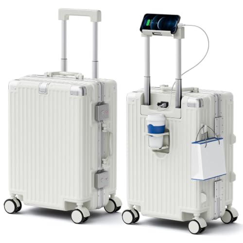 Trunk Luggage, Hardside Large Checked Suitcase, White, 28 in - color: white, size: 28in
