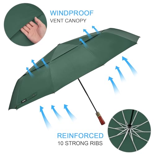 G4Free 54 Inch Large Windproof Golf Umbrella Compact Umbrellas for Rain - color: Dark Green