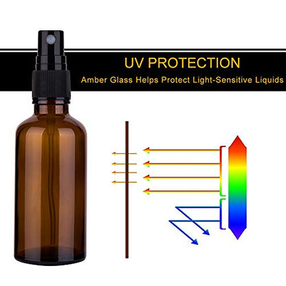 2oz Amber Glass Spray Bottles for Essential Oils, 9 Pack - color: Amber-9 Pack