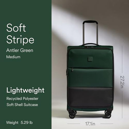 Antler Soft Stripe Medium Checked Luggage, Antler Green, 27.2", 74-88L - color: Antler Green, size: Medium