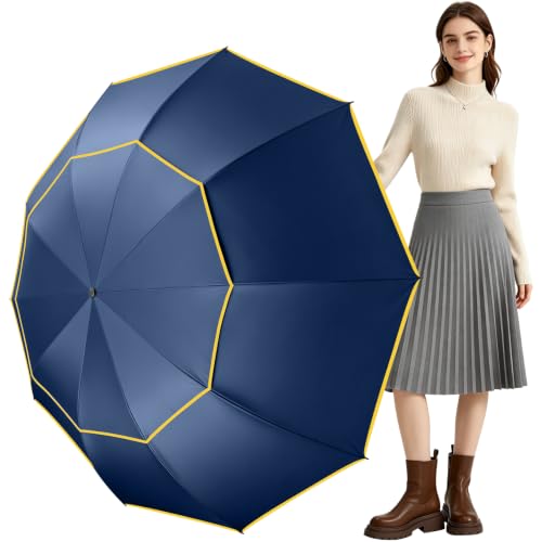 Kalolary 55/62 Inch Large Golf Umbrella UV Protection Compact Umbrella - color: Blue