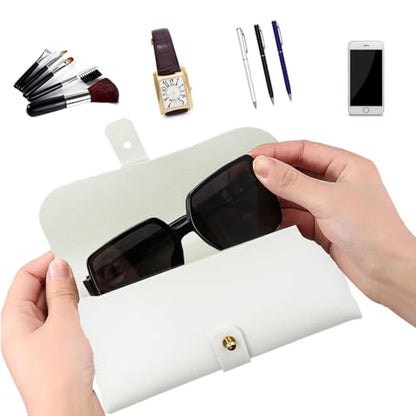 Faux Leather Glasses Pouch, Portable Bag for Sunglasses travel glasses bag - color: White