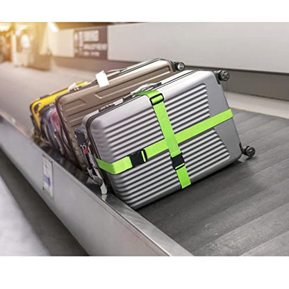 2 PCS Luggage Strap 78" x 2" Suitcase Belts Wide Adjustable Packing Straps Travel Accessories, Green - color: 2pcs Green