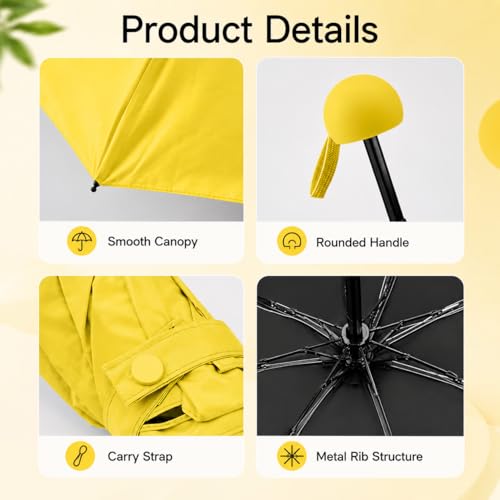 Mini Portable Travel Umbrella with Case,Compact Umbrellas,Waterproof Mini Portable Umbrella for Travel, Office, and Daily - color: Yellow