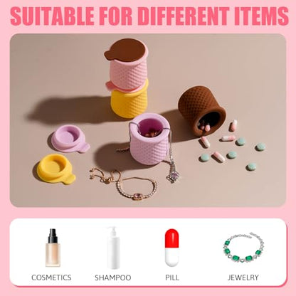 JPNK 4 Pack Silicone Travel Containers for Toiletries, TSA Approved 1.8oz Leak-Proof Cream Jars, BPA Free Cosmetic Containers with Lids for Face Hand Body Lotion, Cream