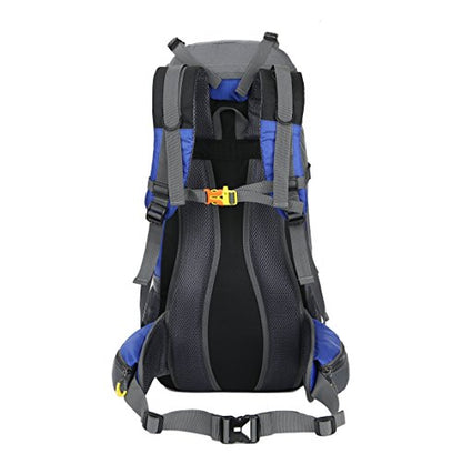 WoneNice 50L(45+5) Waterproof Hiking Backpack Outdoor Daypack w/Rain Cover - color: Sapphire Blue