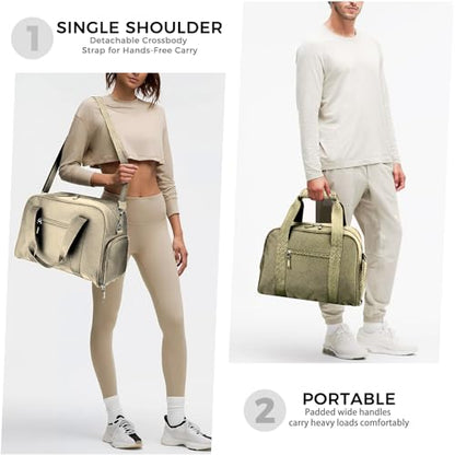Searock 14 inch Small Gym Bag with Shoe Compartment - color: Khaki, size: 14 x 8 x 10″ (Small)