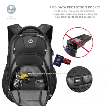 Swissdigital Design Laptop Backpack with Apple Find My Network SD1643FB-01 - color: Black/17inch