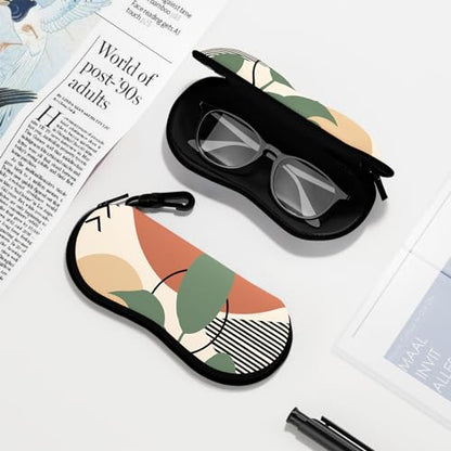 Sunglasses Soft Case, Ultra Light Portable Neoprene Zipper Glasses Case for Men Women - color: Modern Abstract Style