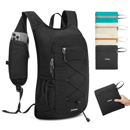 G4Free 20L Lightweight Packable Hiking Backpack for Women Men - color: Black