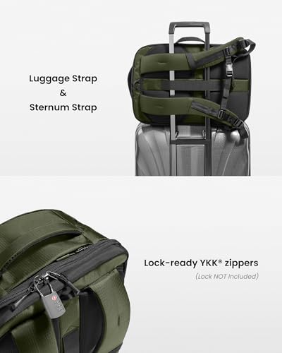 tomtoc Travel Backpack 28L,TSA Personal Item Bag Flight Approved,PFAS Free - color: Green-ripstop, size: 28L