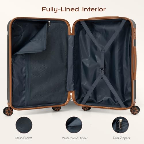 Cosbarn Luggage Sets 5Pcs Suitcases with Wheels,Large Suitcase,20"/24"/28" - color: Black
