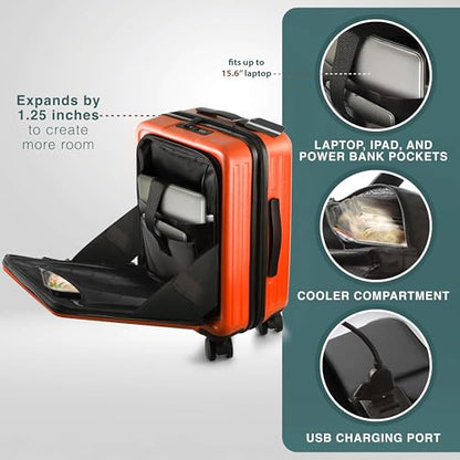 TRAVELARIM 3 Piece Luggage Sets, 20 Inch Carry On Luggage, 24 Inch Suitcase - color: Orange, size: 3 Piece Set (20"/24")