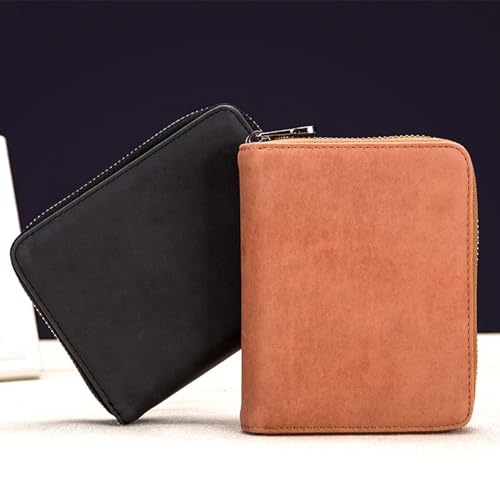 boshiho RFID Blocking 24 Slot Credit Card Holder Wallet Real Leather Multi Card Organizer Wallet with Zipper - color: Light Brown