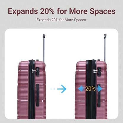 Rosamo 4 Piece PP Hardside Expandable Luggage Set - Lightweight 29/25/21/16 Inch Spinner Suitcase with TSA Lock & Telescoping Handle, Durable Travel Luggage - color: WineRed
