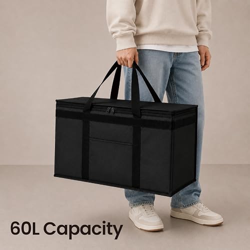 NZ home Insulated Food Delivery Bag, Grocery Cooler & Catering Tote - color: Red, size: 2XL
