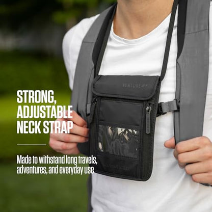 VENTURE 4TH Travel Neck Wallet, RFID Blocking Passport Holder -Sleek Silver - color: Sleek Silver