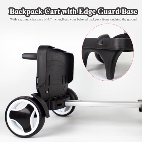 Backpack Trolley, Rolling Backpack Cart with Edge Guard Base, Quiet Wheels - size: Large with Edge Guard Base