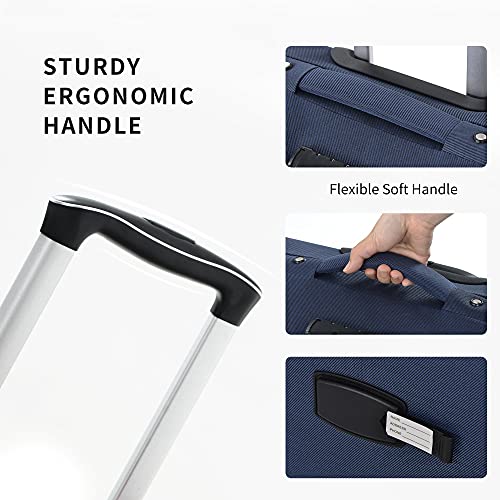 Merax Suitcase Set Softside 3-Piece Expandable Luggage with Travel Bag - color: Deep Blue(22/26/30/Bags)