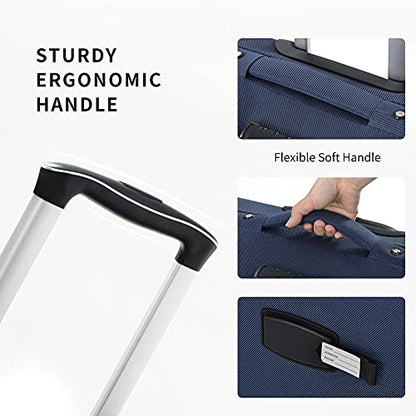 Merax Suitcase Set Softside 3-Piece Expandable Luggage with Travel Bag - color: Deep Blue(22/26/30/Bags)