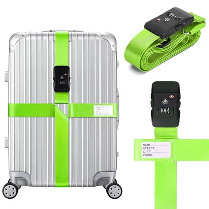TSA Approved Luggage Straps with Combination Lock, Cross Green - color: Cross Green