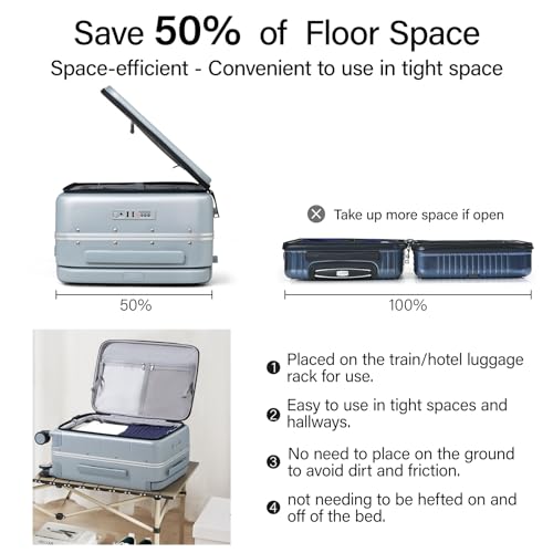 Hanke Top Opening Carry On Luggage 20 Inch Aluminum Frame Hardside Suitcase - color: Grey, size: 20 Inch