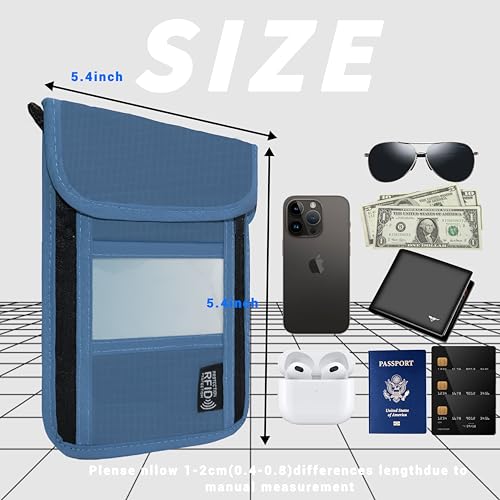 Travel Neck Wallet with RFID Blocking - color: PVC Dark Blue