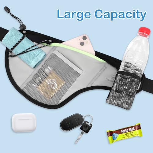 SooGree Men Women Sports Running Waist Bag, Waterproof Fanny Packs with Adjustable Belt, Waist Fanny Pack Bag with Water Bottle Holde for Running Hiking Walking Biking - color: GSP8807-Gray