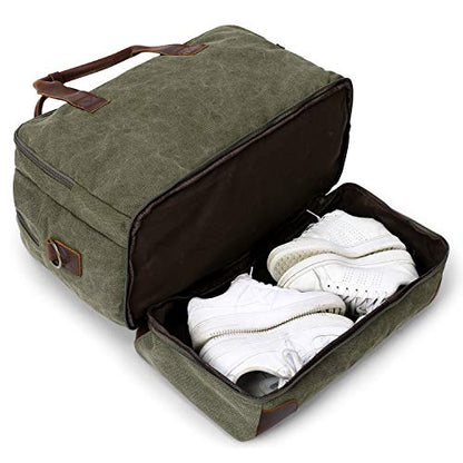 S-ZONE Canvas Travel Duffel Bag for Men Weekend Overnight Bag for Business - color: Army Green