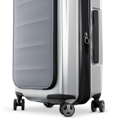 Samsonite Octiv Lightweight Hardshell 21-Inch Pro Carry-On Luggage - Durable & Impact Resistant, 360° Aero Trac Spinner Wheels, Adjustable Handle, Expandable Suitcase, TSA Approved Lock - Silver - color: Aluminum Silver, size: Front Pocket Carry-On 21 inc