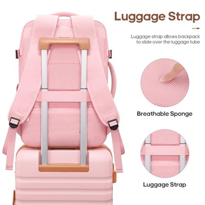 UKEIN Luggage Sets 3 Piece, 28in Checked Luggage With Travel Backpack - color: Pink, size: 3 piece set (28inch)
