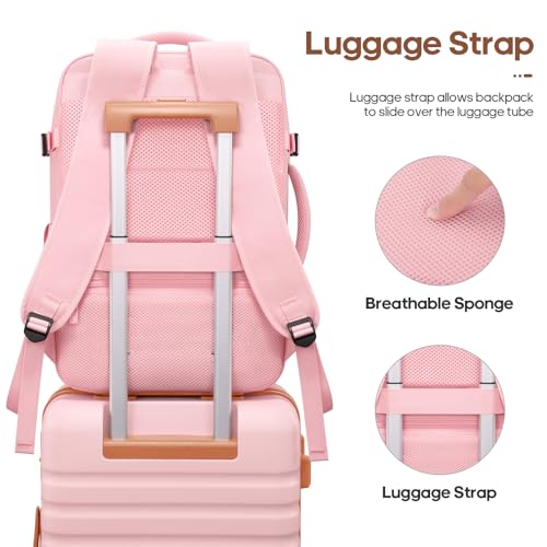 UKEIN Luggage Sets 3 Piece, 28in Checked Luggage With Travel Backpack - color: Pink, size: 3 piece set (28inch)