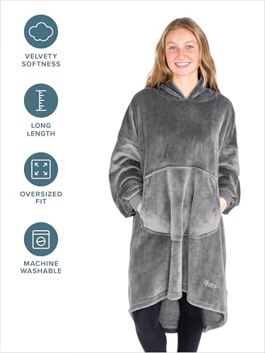 Bare Home Microplush Wearable Blanket with Front Pocket - Soft and Plush - Warm and Cozy - Adult & Kid Sizes (Adult, Grey) - color: Grey, style: Adult - Front Pocket