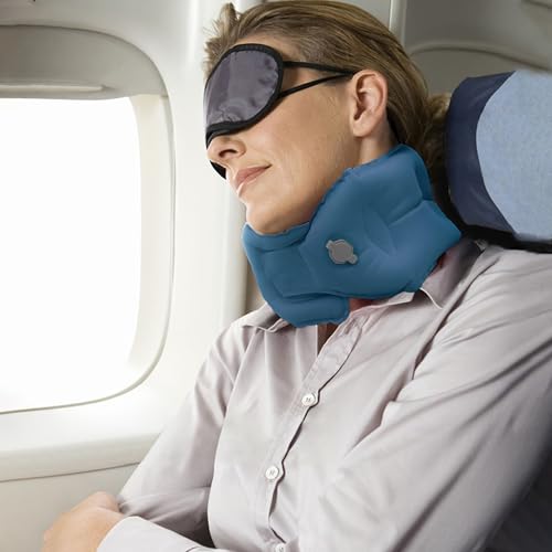 Inflatable Neck Pillow Airplane, Inflatable Travel Pillows For Airplanes - color: Blue