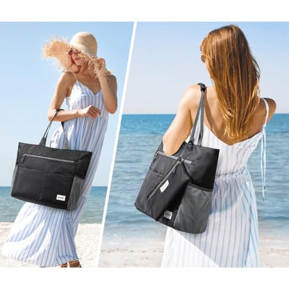 G4Free Beach Bag, Waterproof Sandproof Large Capacity Foldable for Women - color: Black, size: 50L