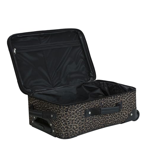 Rockland Fashion Softside Upright Luggage Set, Leopard, 2-Piece (14/19) - color: Leopard, size: 2 Piece (19"/14" Tote)