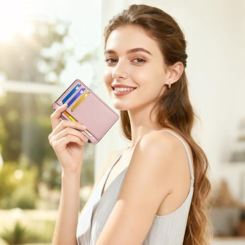 Tipmile Womens Credit Card Holder Wallet, Small Slim RFID Blocking Sleeve - color: Dusty Pink