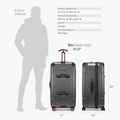 Traveler's Choice Maxporter II Polycarbonate Hardside Trunk with Spinner Wheels, Gray, 31-Inch Large Trunk - color: Gray, size: 31-inch Large Trunk