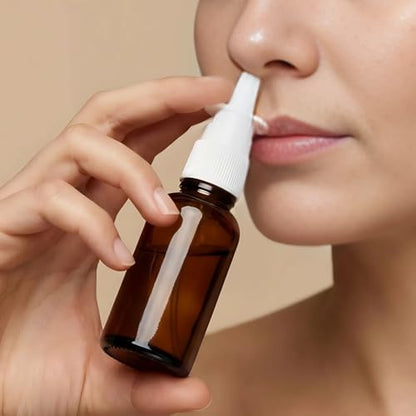 6 Pack 30ml (1oz) Amber Glass Nasal Spray Bottle, Empty Refillable Glass Nasal Sprayers Mist Bottles with Funnels, Dispensing Container with White Pump Sprayer (30ml(6pcs)) - color: 30ml(6pcs)
