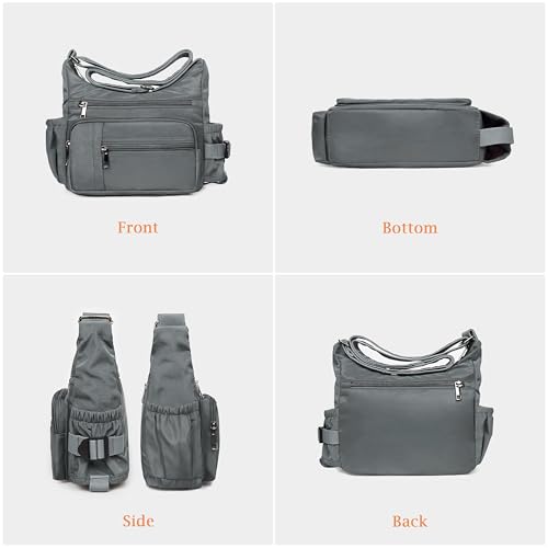 VOLGANIK ROCK RFID Anti Thief Crossbody Bag for Women Waterproof Shoulder Bag Messenger Bag Casual Nylon Purse Handbag - color: Gray