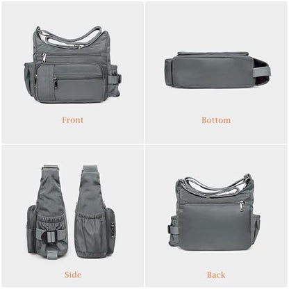 VOLGANIK ROCK RFID Anti Thief Crossbody Bag for Women Waterproof Shoulder Bag Messenger Bag Casual Nylon Purse Handbag - color: Gray